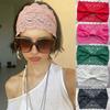 5.91inch Wide Bohemian Solid Color Lace Trim Stylish Hairband Soft Elastic Headscarf for Yoga Fitness Weddings