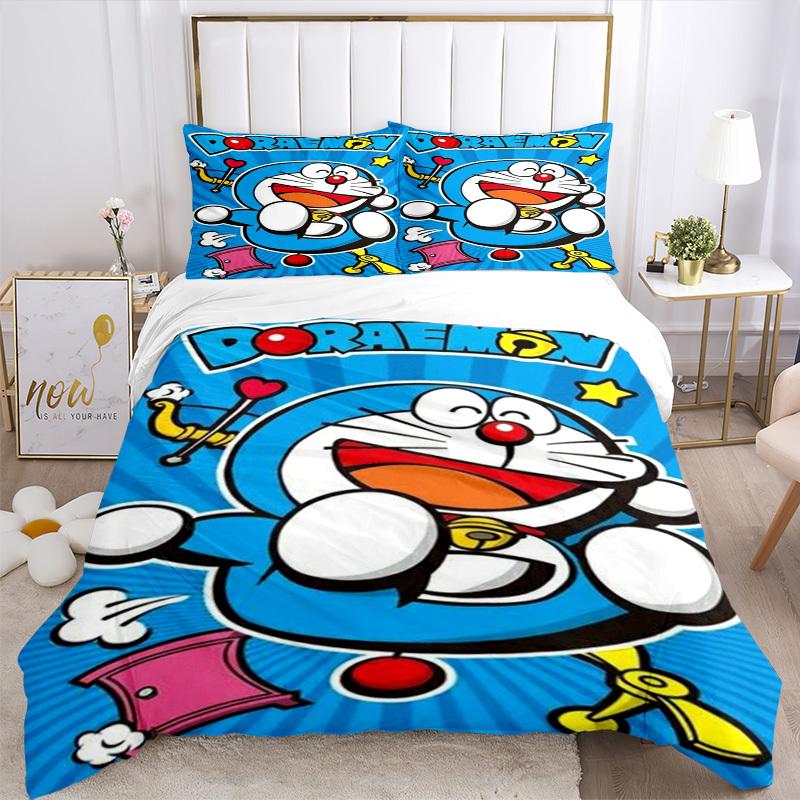 3pcs Doraemon, Cartoon Duvet Cover Set, 1 Duvet Cover + 1/2 Pillowcases (No Insert),Bedroom Decor, Allseason Comfort yy251021291