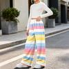 Girls' Warm Flannel Pants with Print, Loose Fit Casual Long Pants for Fall and Winter