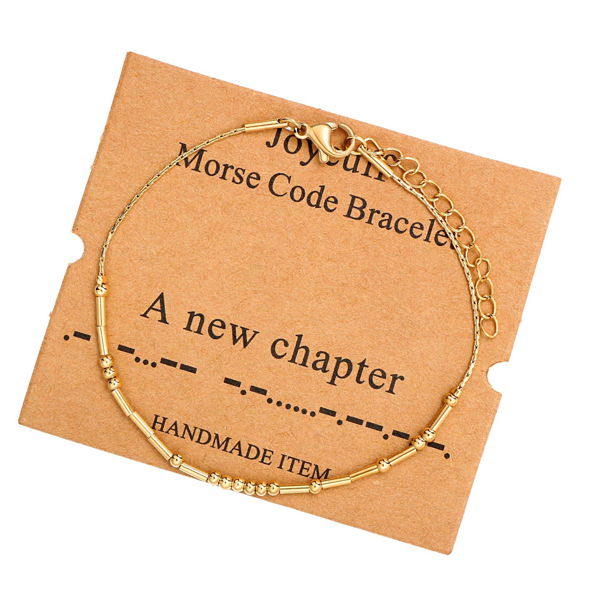 Morse Code Bracelet Gold Rice Bead Adjustable Chain Incentive Gift Gold Morse Code Bracelet