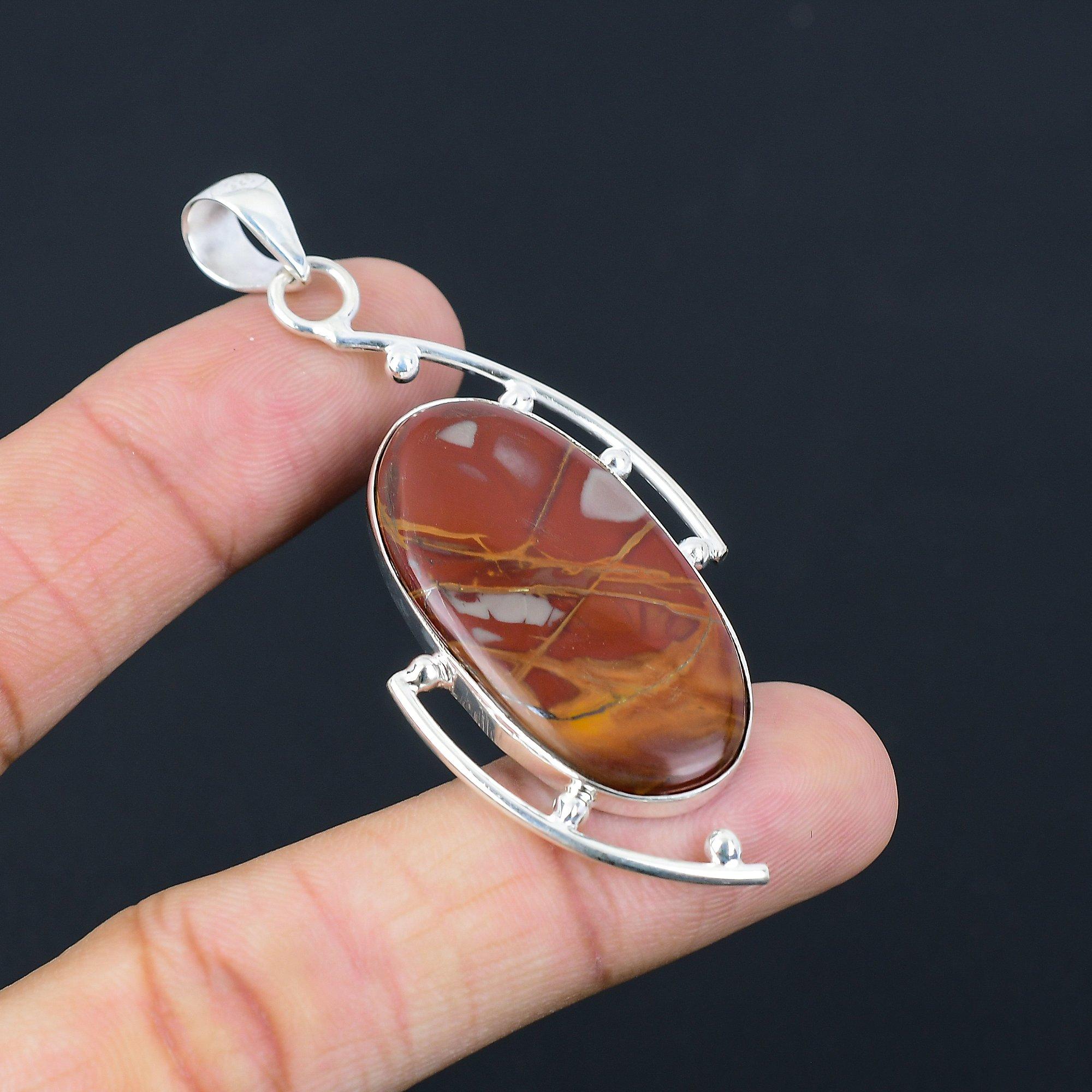 Натуральный камень Яшма Норина Подвеска Ювелирные изделия из стерлингового серебра 925 пробы Для женщин