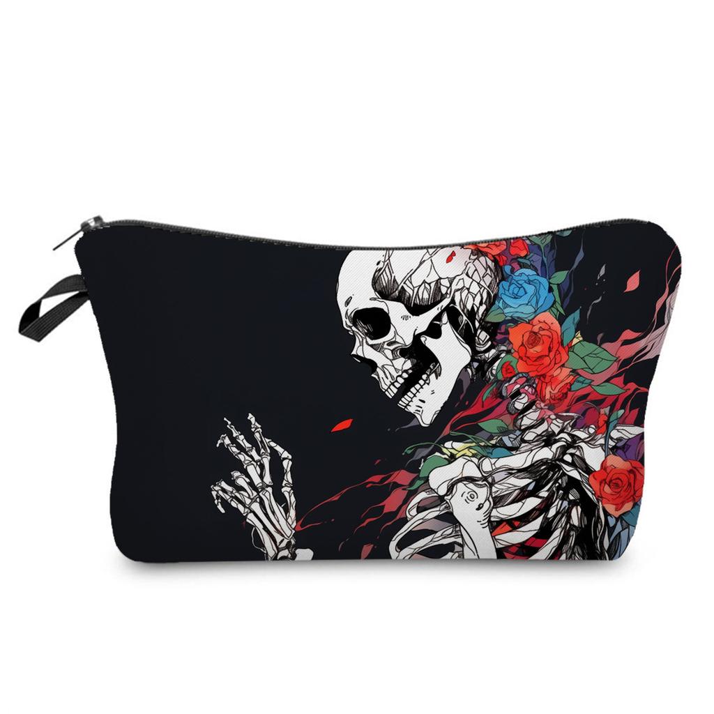 Women Skull Print Cosmetic Bag Toiletries Organize Travel Storage Case 6359