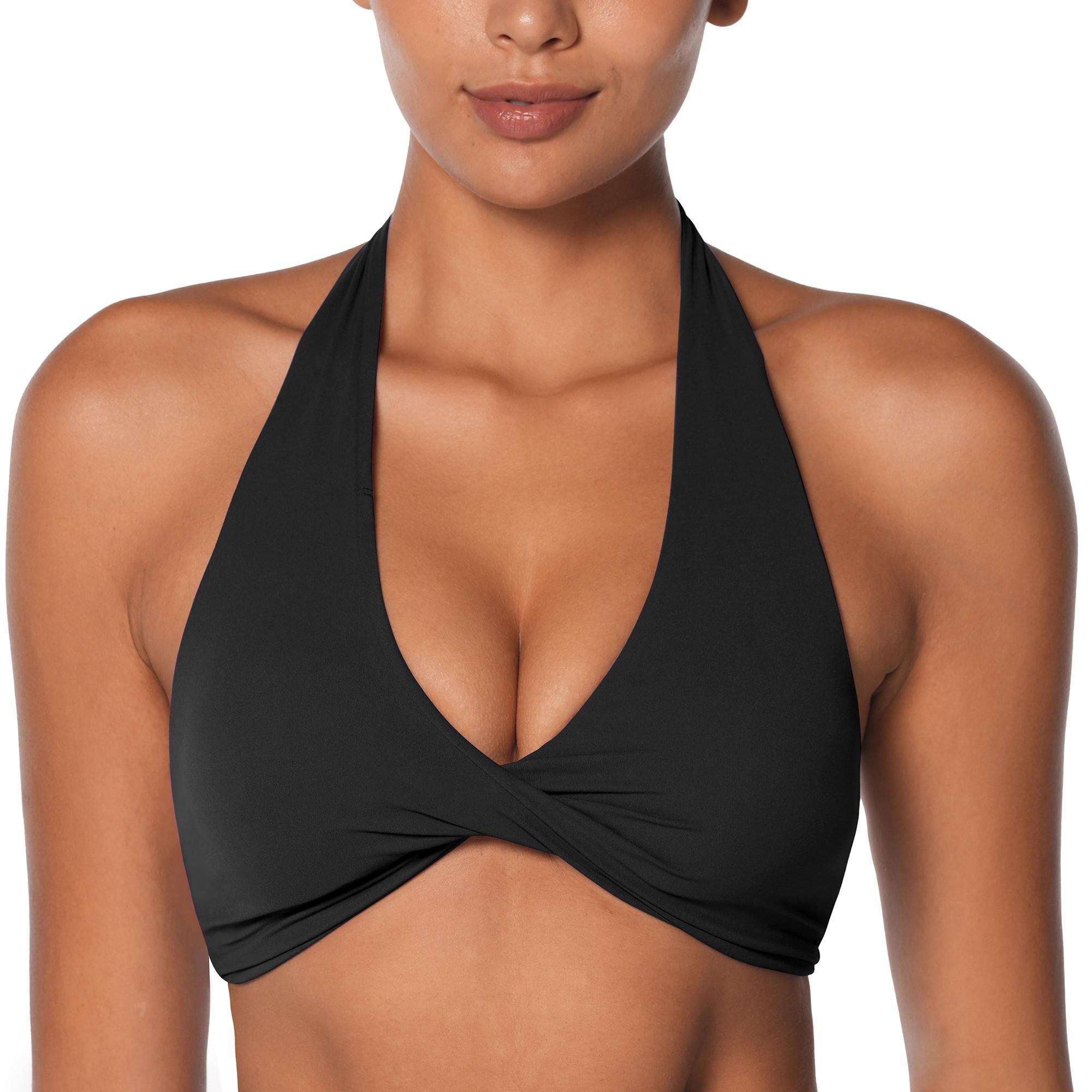 

Спортивный бюстгальтер с лямкой через шею, противоударный, для женщин, собирает боковой жир и не скользит, топ для йоги с поддержкой высокой интенсивности, быстросохнущий, дышащий XL чёрный