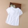 Girls Blouse Shirts Summer Short Sleeve Cotton Lovely Lace Causal White Tops Childrens High Quality Clothes