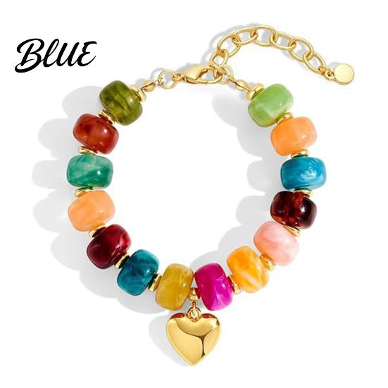 Shiny Luster Bracelet Boho Beaded Bracelets Colorful Acrylic Beads Adjustable