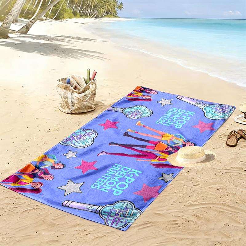 Huntrix Girl Print Beach Towel, Large Soft Quick Dry Towel for Beach Camping Swimming