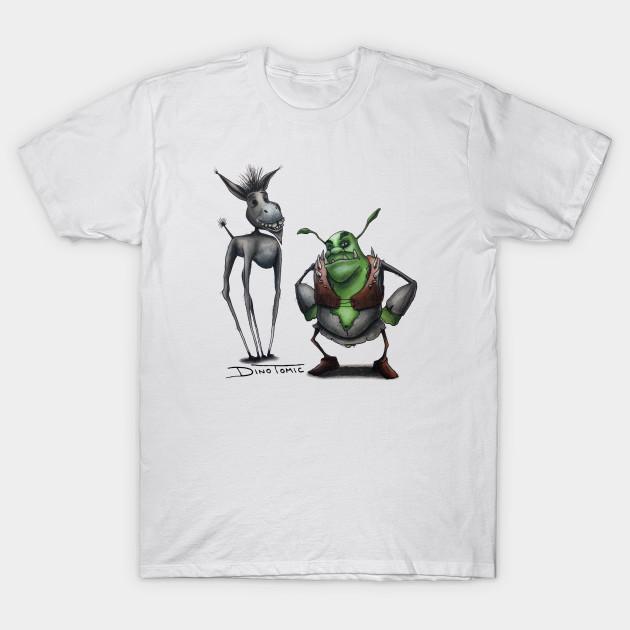 Men Black Print T-shirt Shrek No-Cut Transfer Paper Print Cotton Tshirt S