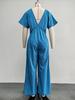 2026 Europese & Amerikaanse Dames Zomer Trendy Diepe V-hals Straatstijl Losse Taille-Cinchende Jumpsuit