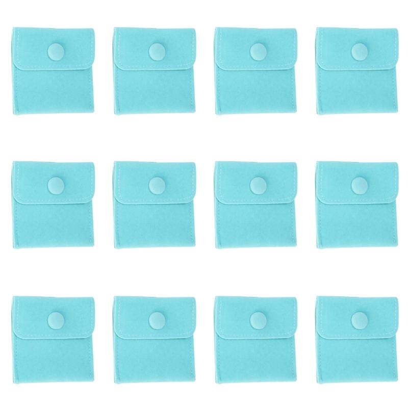 12pcs Convenient Flannel Jewelry Pouches Small Fabric Bags With Snap Closure For Jewelry Storage And Gift Packaging