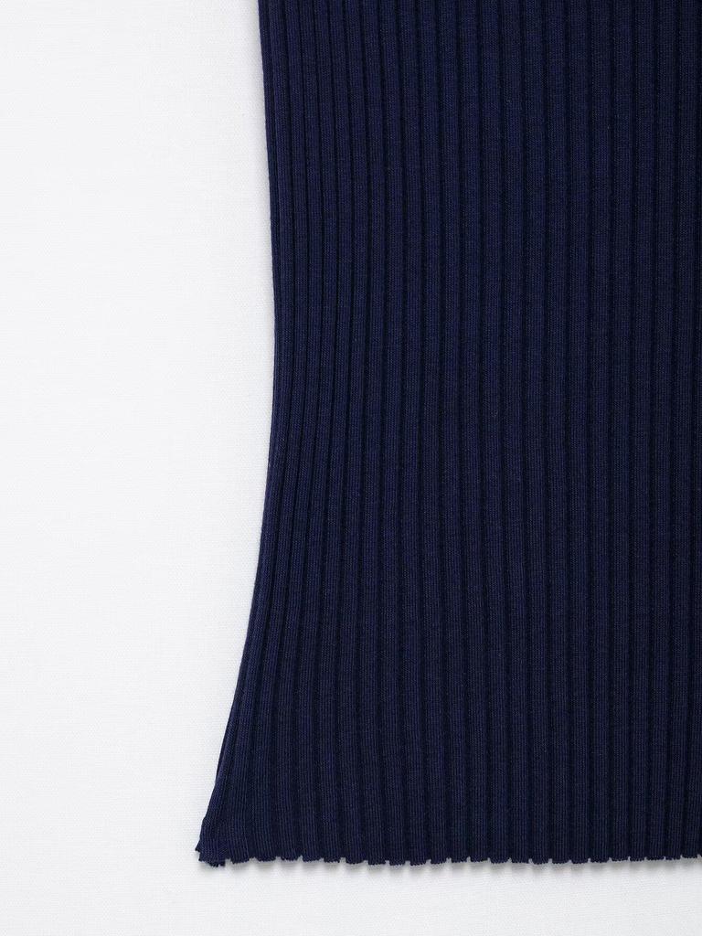 2025 European & American Style Women's Spring Ribbed T-Shirt with Turn-Down Collar