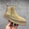 Hohe Chelsea-Boots aus Leder mit Samt-Plateau, lässige Board-Schuhe, leichter Luxus, japanische Schuhe