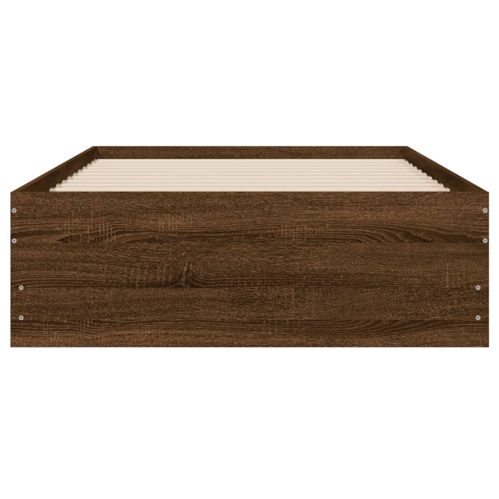Vidaxl Bed Frame With Drawers, Brown Oak, 90X190 Cm