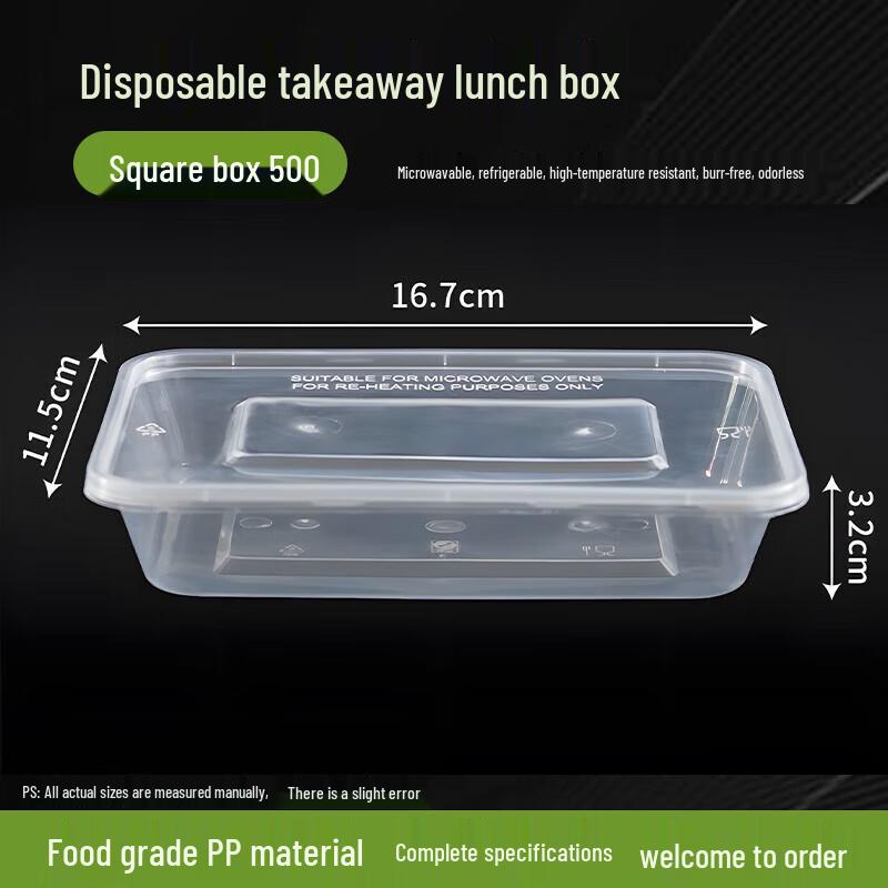 GUREDE Disposable Rectangular Food Container 500ml