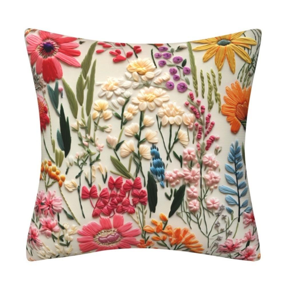 Flower Pattern Pillow Covers 3D Embroidered Throw Pillow Covers New Cushion Covers Home Decor