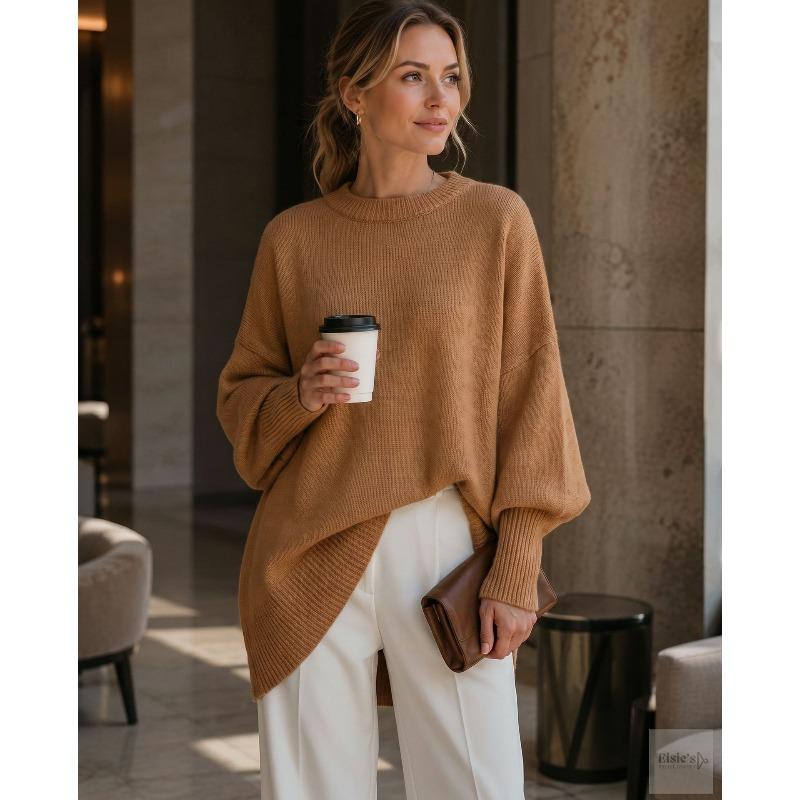 YYFS Women's Fashion Casual Fall Winter Solid Color Print Long Sleeve O-Neck Sweaters