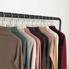 Damen Rollkragen Langarm Top Schmal Geschnitten Einfarbige Gebürstetes Polyester Koreanisch Lässig Basic Layering T-Shirt
