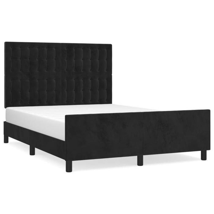 VidaXL Bed Frame with Headboard Black 140x200 Cm Velvet3126003