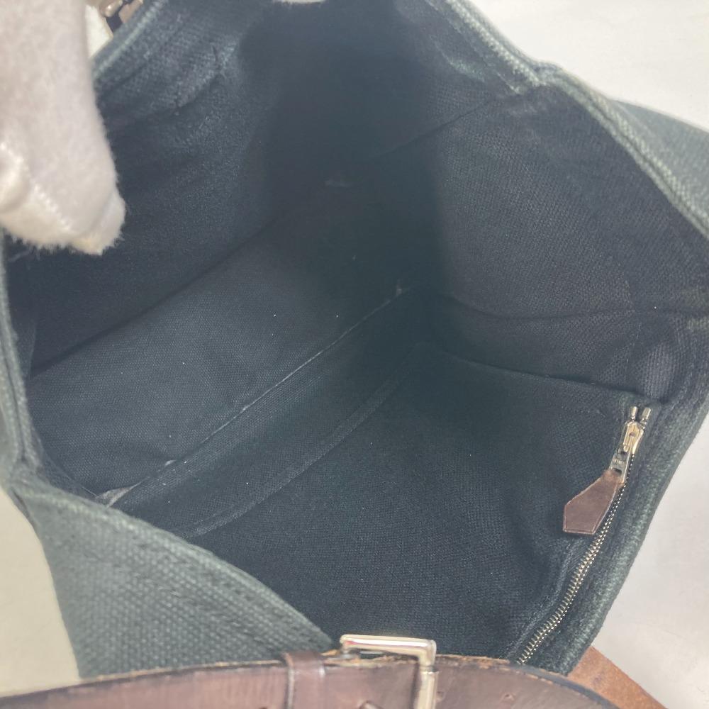 HERMES Shoulder Maruwari PM Shoulder Bag Tote Bag Canvas / Leather Black