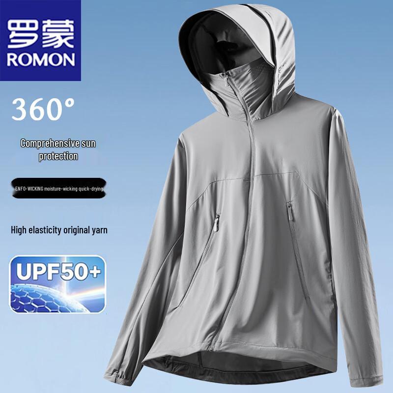 Romon Men's Summer UPF 50+ Cooling Hooded Sun Protection Jacket
