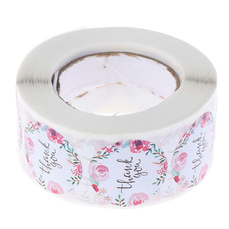 500 Labels/roll Thank You Sticker Seal Labes Flower Stationery Sticker
