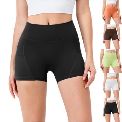 Dámské rychleschnoucí šortky na jógu pro zvednutí boků s vysokým pasem, fitness běžecké šortky s kapsami