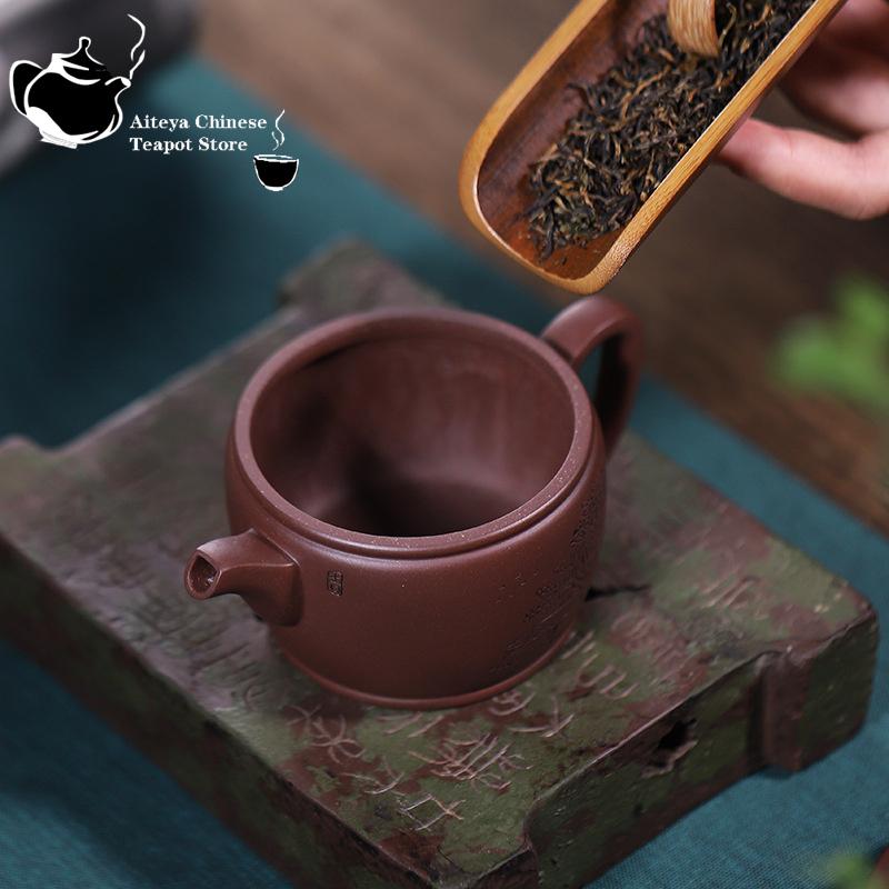 Ceainic chinezesc din lut violet Hanwa ceainic pur sculptat manual de băut Pu'er Yixing ceainic din lut violet Set de ceai Kung Fu 190 ml