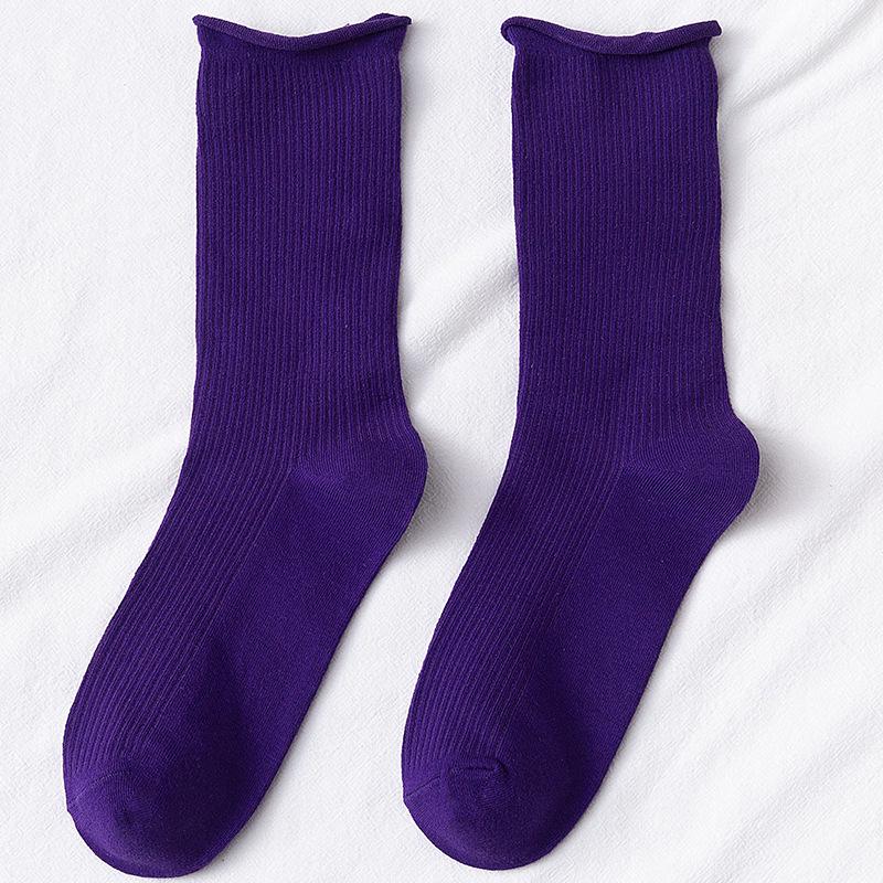 Colorful Women's Mid-Calf Candy Color Cotton Socks - Versatile for Spring and Autumn, Sporty and Over-the-Knee.