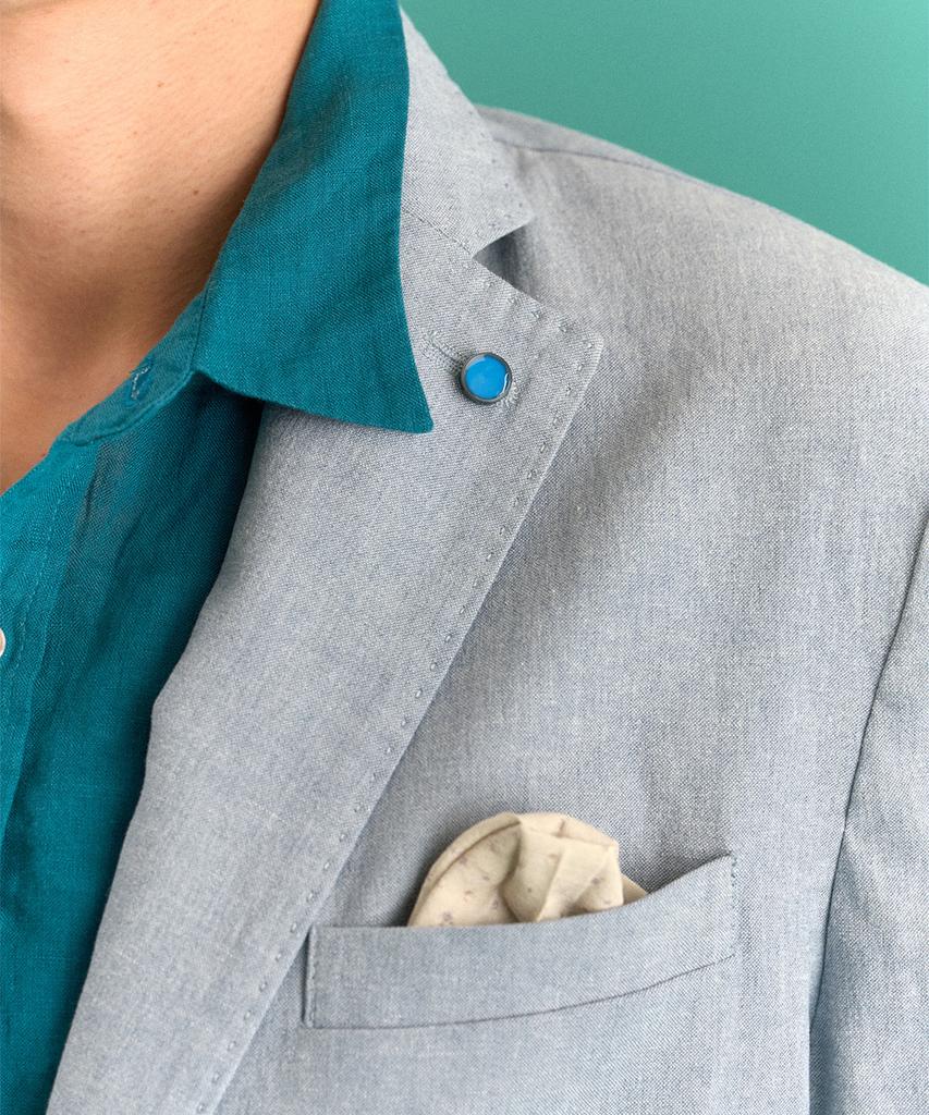 Panicale Sky Blue Cotton Linen Jacket