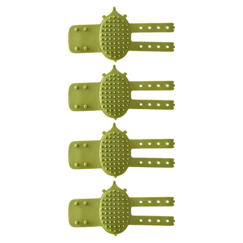 

4pc Silicone Cats Massage Brushes Set Adjustable Furniture Mount Pet Grooming Tool Hair Collector зелений