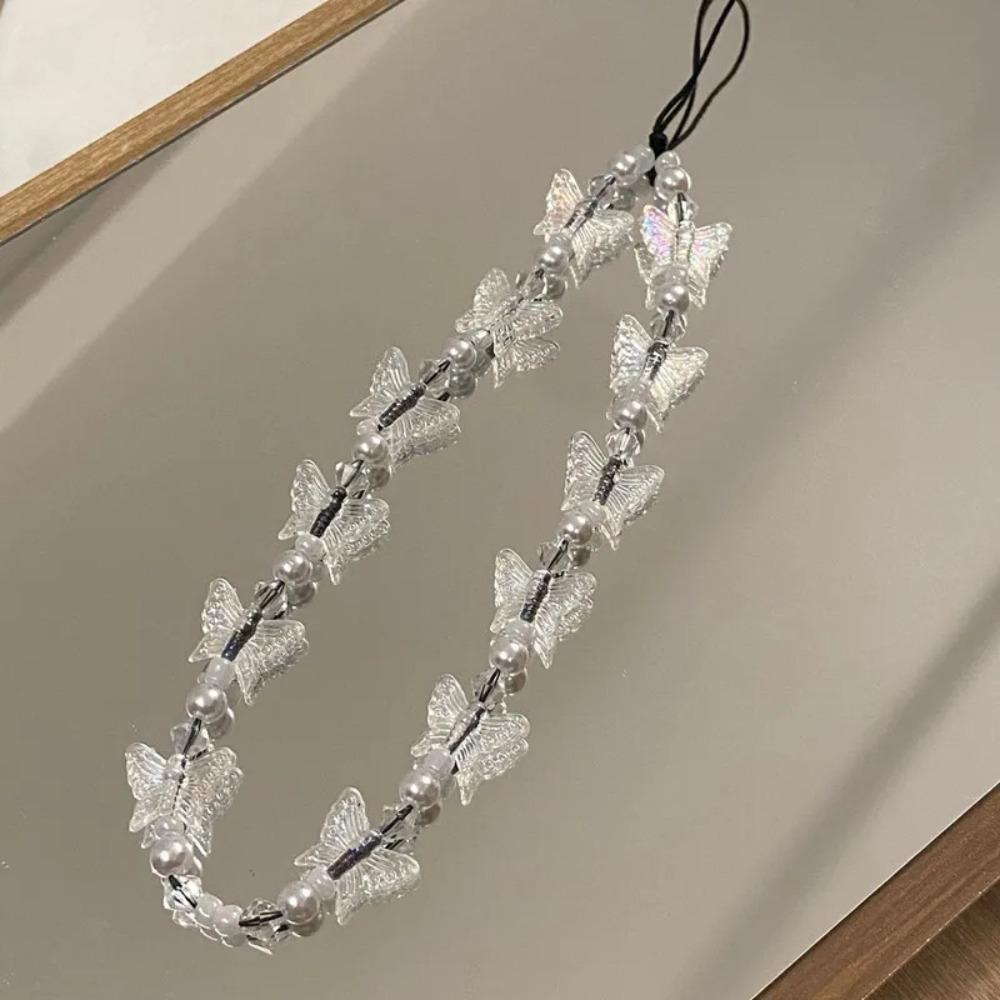 Butterfly Beaded Butterfly Cellphone Lanyard Butterfly Mobile Phone Chain Phone Accessories