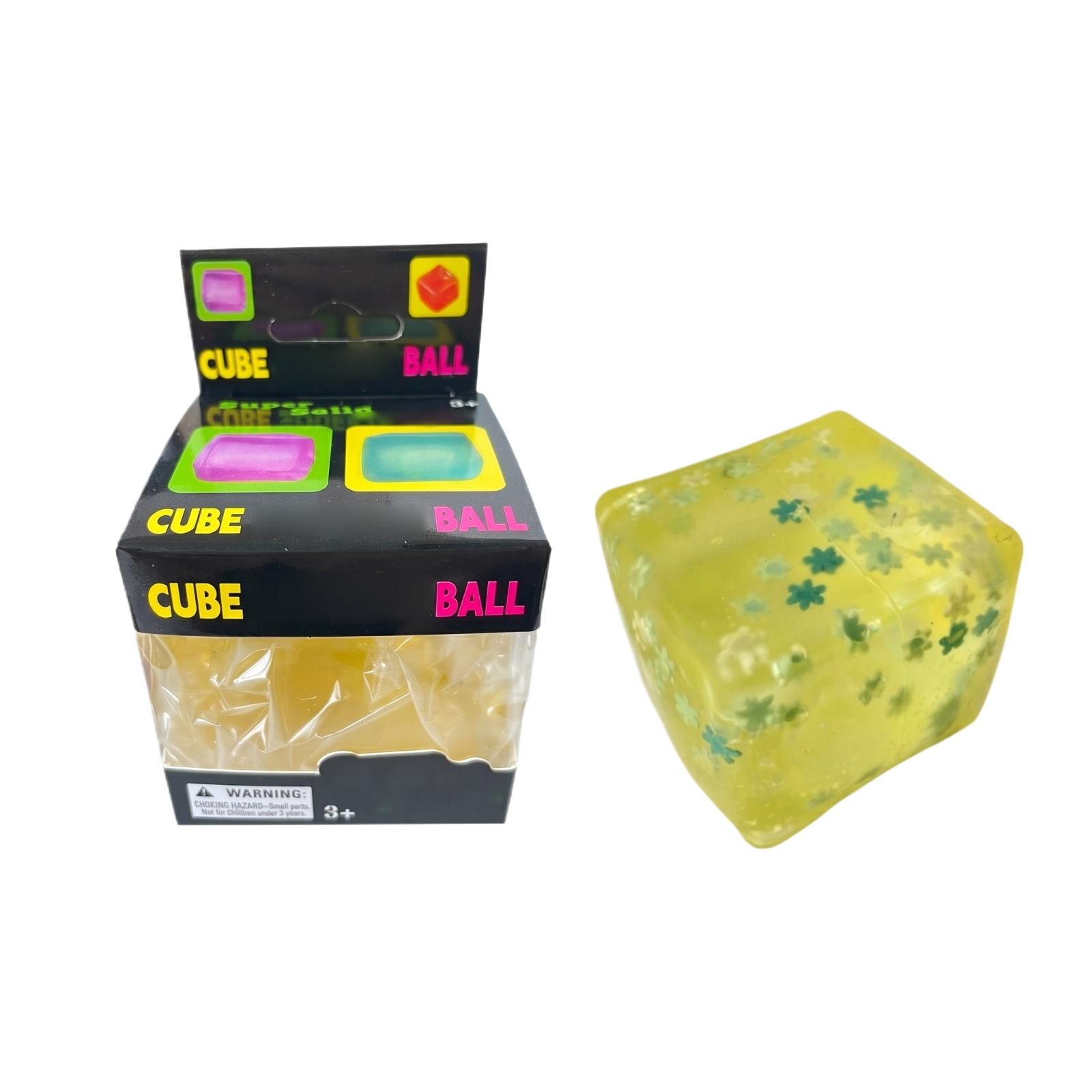 

Stress Relief Sensory Toy Cube Ball Soft Squishy Ice Cube Shape with Glitter Embedded for Kids and Adults Tactile Play and Relaxation