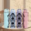 1PC Sugar Skull Skeleton Statue 750ml Color Plastic Sports Water Bottle Leakproof Flip Straw Lid Suitable for Sports Office Home Use