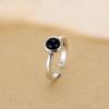 925 Sterling Silver Black Open Rings for Women Personality Simple Style Lady Prevent Allergy Sterling-silver-jewelry