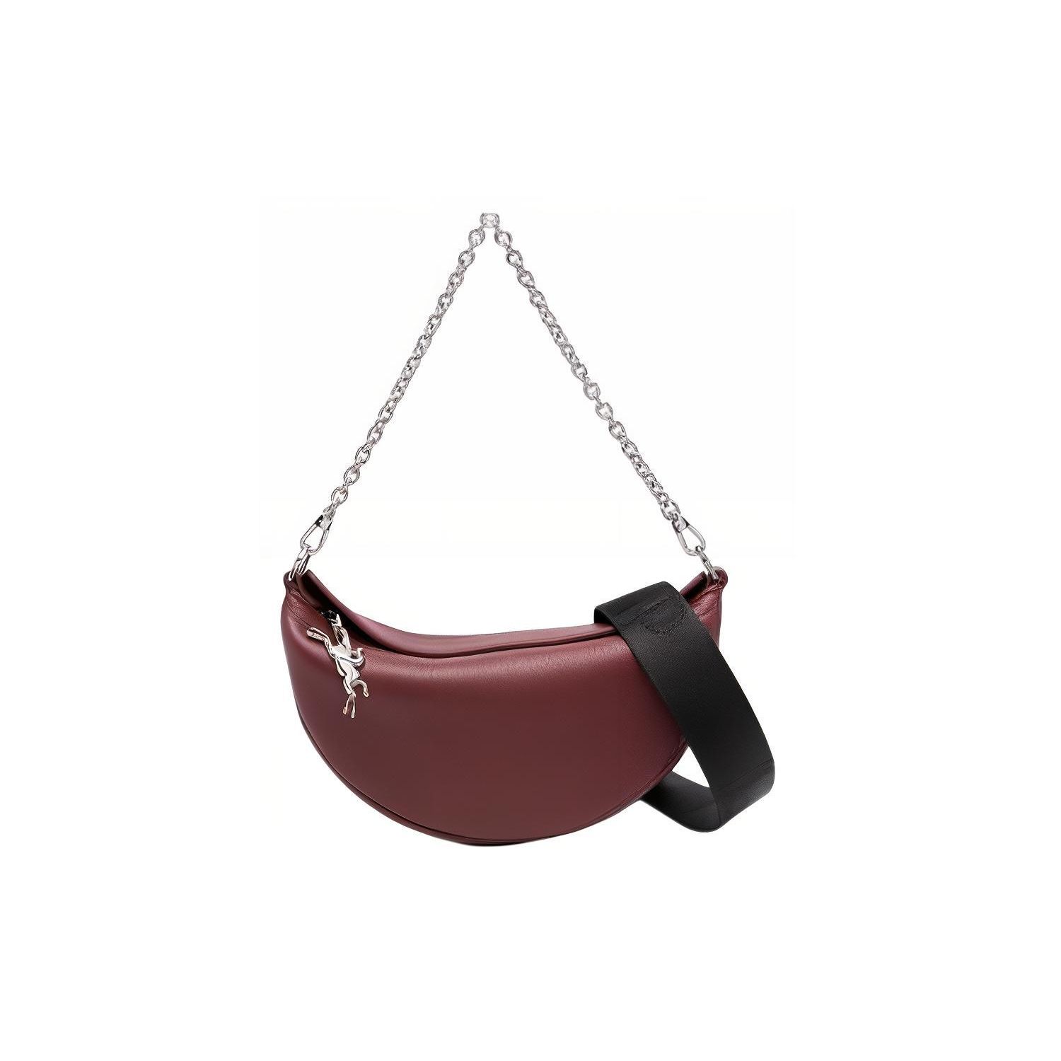 

Longchamp Smile Silver Logo Zipper Closure Calfskin Tote Crossbody Shoulder Bag Women Bags Deep-Red 10224HDS261 Basic Set (Bag+Dust Bag)