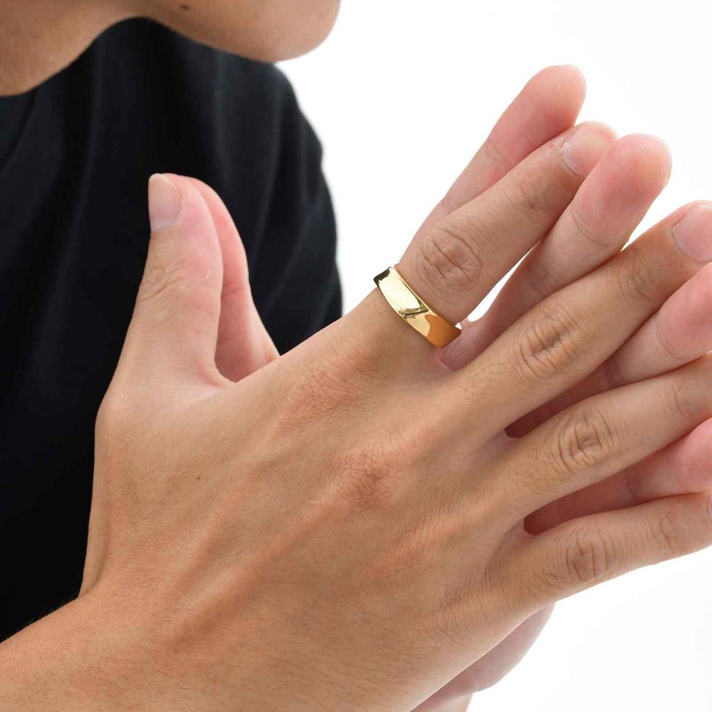 Vnox Pentagonal Stainless Steel Ring for Men Boys, 6mm Wide Geometric Ring, Black Gold CopperColor Options, Trendy Jewelry Gift