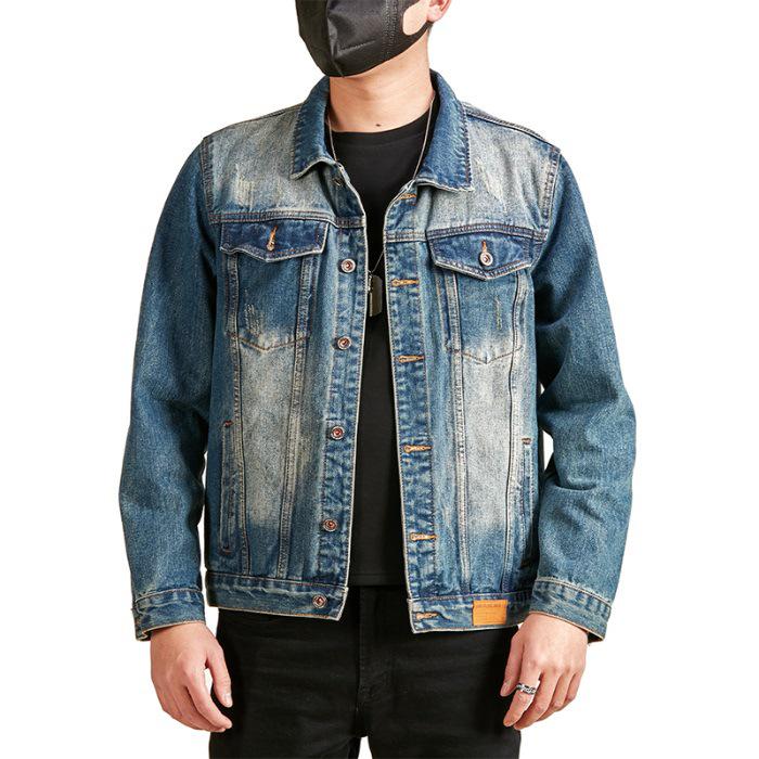 Xintang Men's 2025 American Retro Denim Motorcycle Jacket - High Street Rogue Style Streetwear