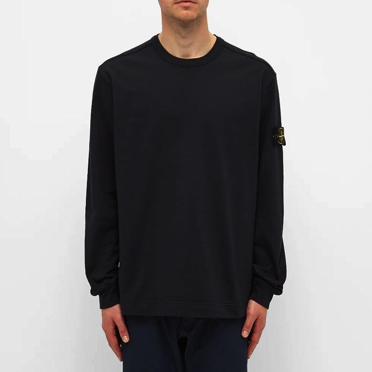 STONE ISLAND Crew Neck Pullover Long Sleeve Sweatshirt Men Sweatshirt Navy-Blue 731564450-V0020