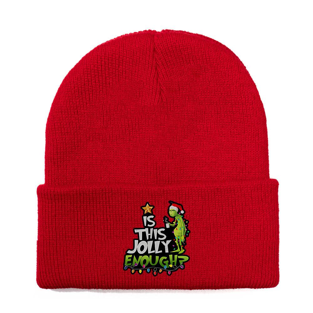The Grinch Print Knit Hat With Earmuff Protection For Winter Warmth And Unisex Use