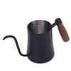 600ML Coffee Brewing Pot 304 Stainless Steel Water Pot with Temperature Meter Wood Handle   Spout