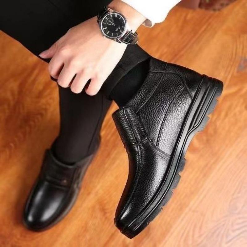 Cotton Shoes Men's Winter Warm Velvet Men's Leather Shoes Elderly Wool Cowhide Cotton Shoes