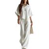 Solid Color Pants Set Summer Loose Half-sleeved Shirt Loose Wide-leg Trousers Two-piece Set Fashion Vacation Suit