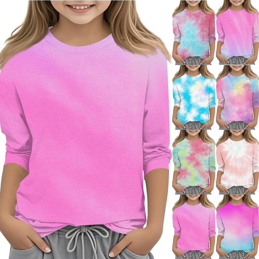 Children's 3/4 Sleeves Printed O-neck Top Everyday Casual T-shirt