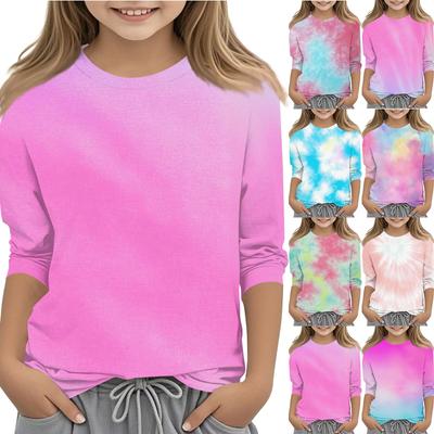 Dziecięca koszulka z nadrukiem i okrągłym dekoltem, rękawy 3/4, codzienny, swobodny T-shirt