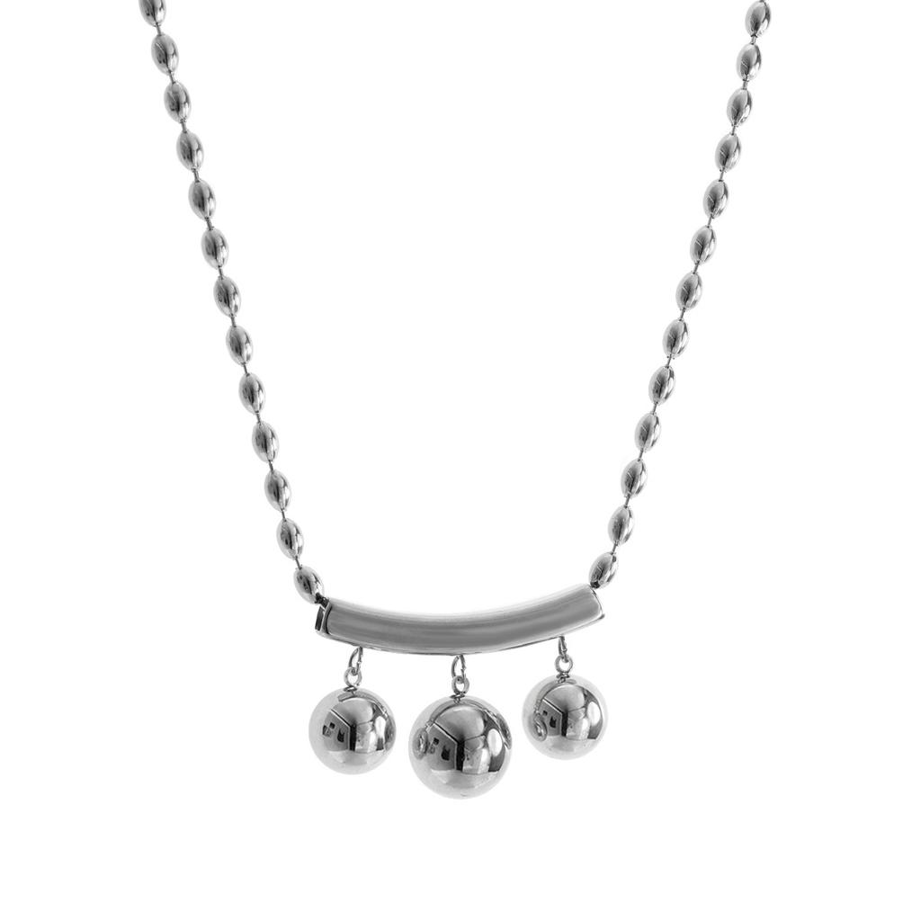 Western-style Trendy Stainless Steel Bead Pendant Necklace WomenEurope America Style Non-fading 18k Gold-plated Lightweight