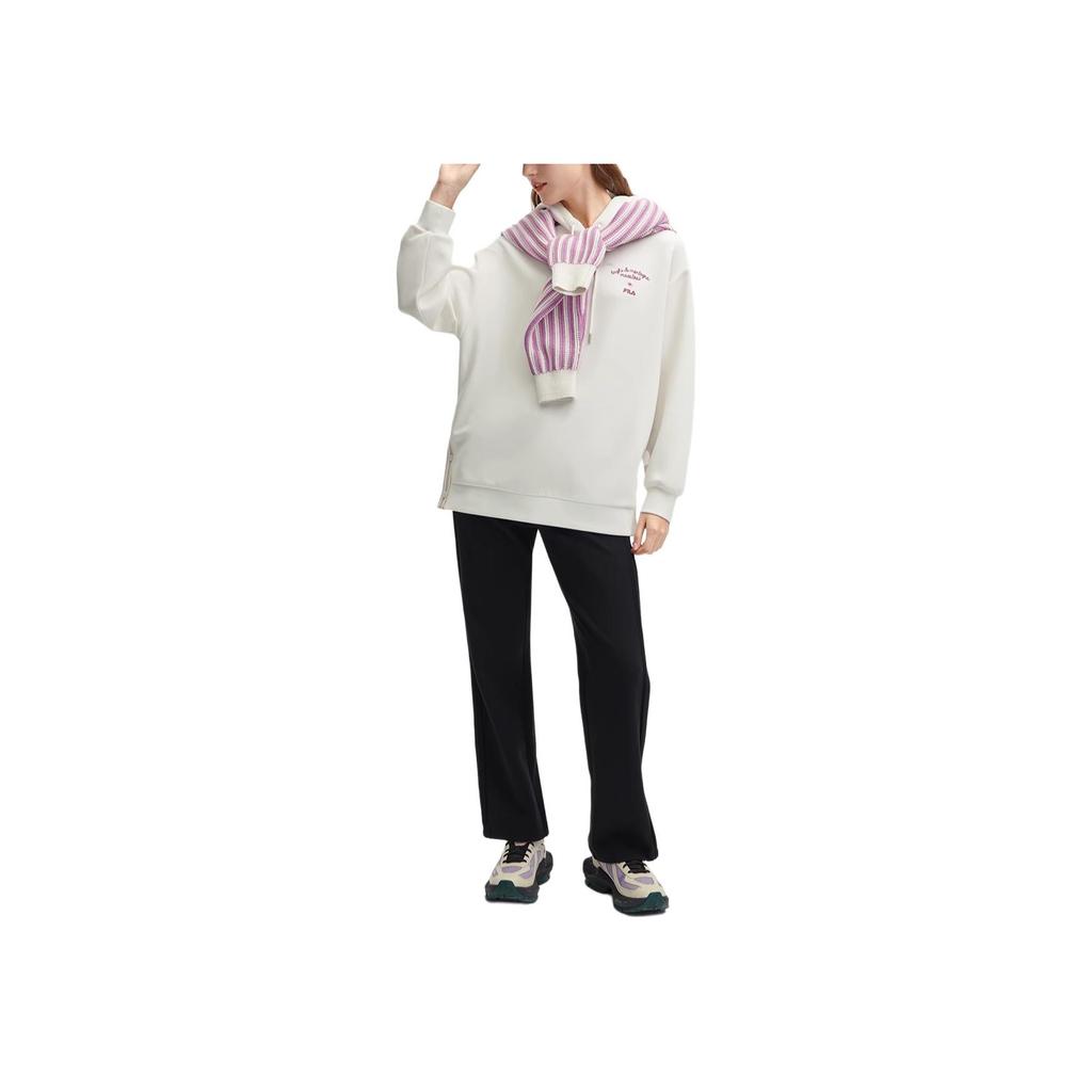 Fila Heritage Series Printed Letter Hoodie Women Sweatshirt Cloud-Mushroom-White F11W418214F-WT