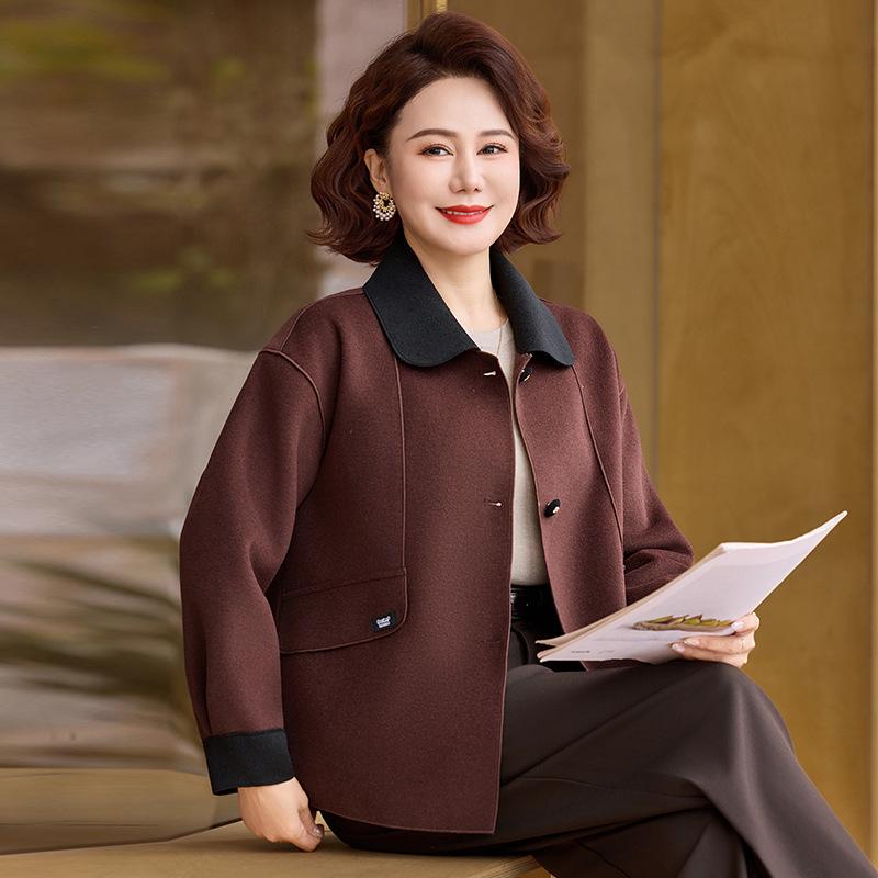 

2026 New Woolen Coat for Middle-aged and Elderly Women - Fashionable Spring and Autumn Top 4XL for 70-75 kg