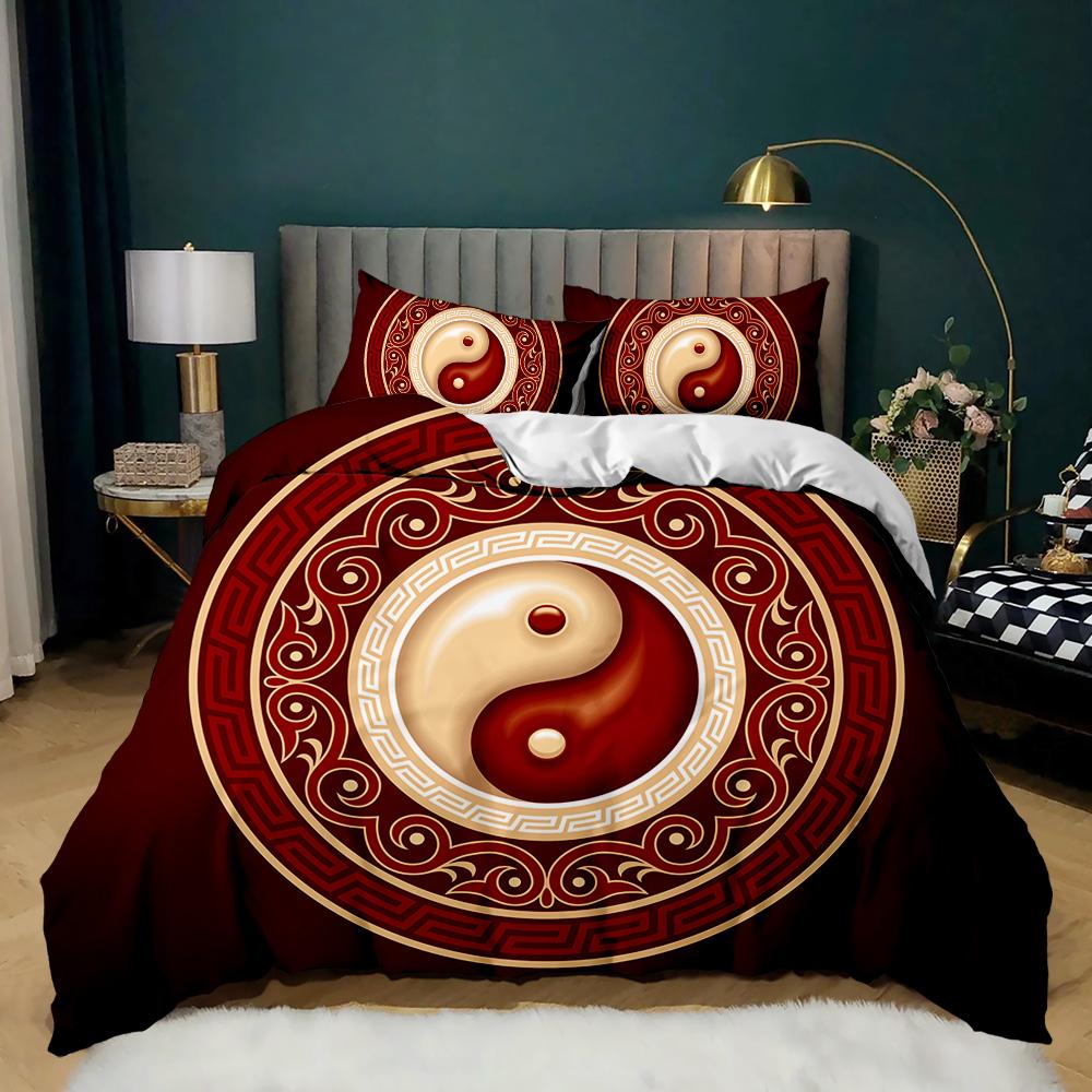 Yin Yang Duvet Cover Set for Girl Boy Children Chinese Ancient Culture Art Polyester Comforter Cover Decorative Gossip Pattern
