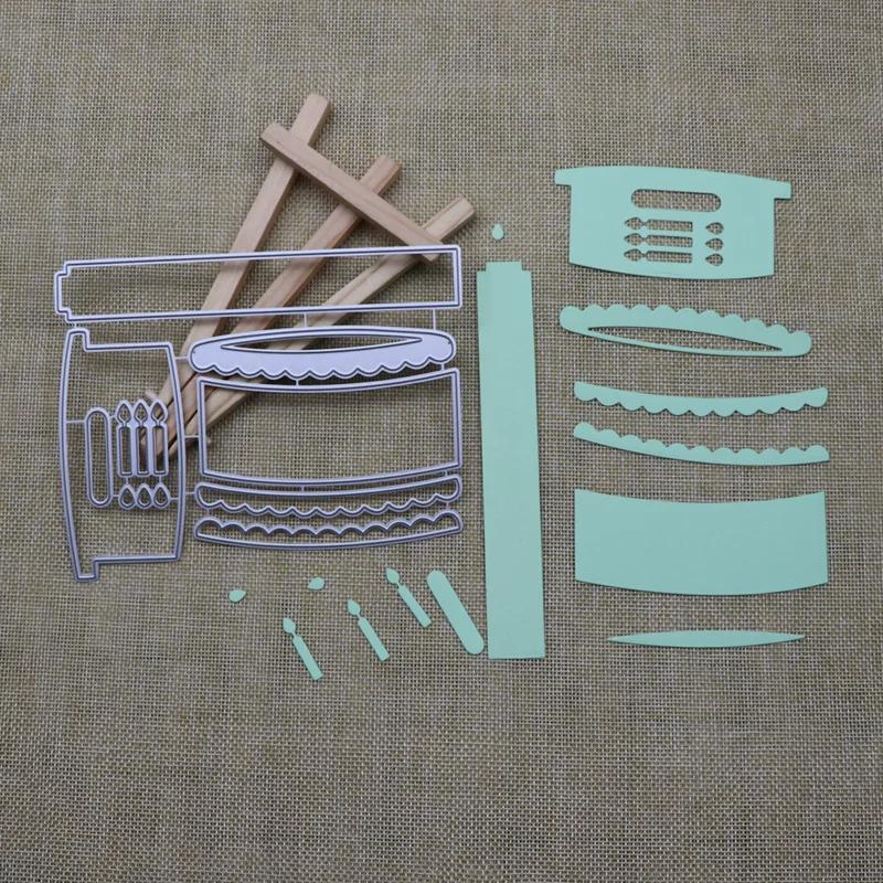 Birthday Cake Frame Metal Silvery Stencil Embossing Cutting Dies For Diy Scrapbooking Paper Album Cards Making