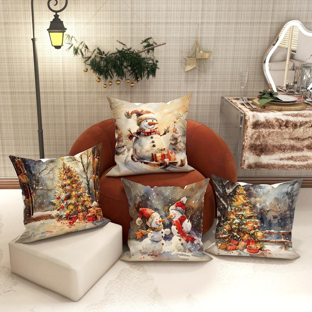 Weihnachtsdekor Kissenbezug Weihnachtsbaum Schneemann Muster ist geeignet für Zuhause Zimmer Wohnzimmer Sofa Kissenbezug