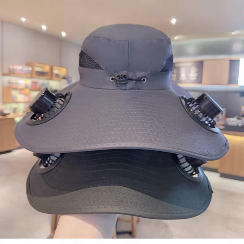 Xin Jing Zhou Solar-Powered Large Brim Cooling Fisherman Hat